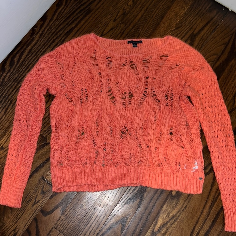 Crocheted women’s small sweater (coral)